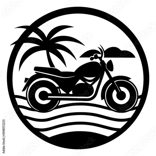 motorcycle on the beach silhouette on a white background