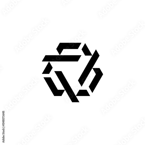 Triple F Letter as Triangle Shield Technology Logo Design Vector photo