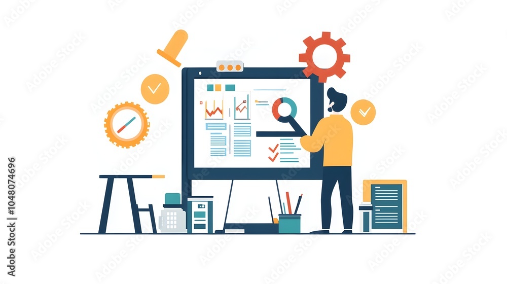 Businessman Analyzing Data Charts on Whiteboard Businessman Analyzing Data Charts on Whiteboard