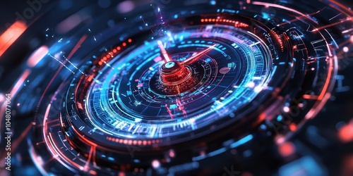 Wallpaper Mural Futuristic interface with red and blue lights. Torontodigital.ca