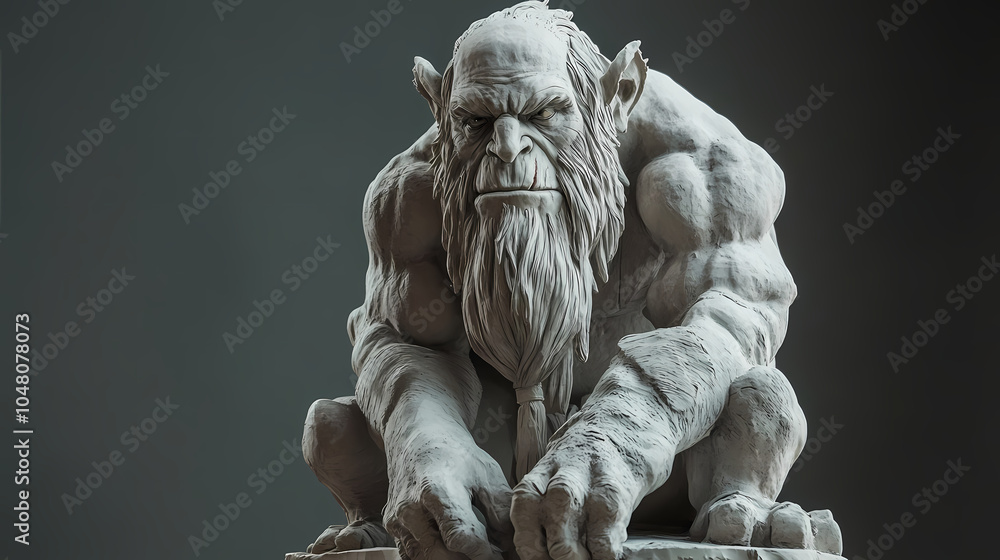 Sculpt a lifelike statue of a mythological creature from norse mythology, such as a troll or a frost giant. Giant Troll. Illustration Sculpt a lifelike statue of a mythological creature from norse mythology, such as a troll or a frost giant. Giant Troll. Illustration