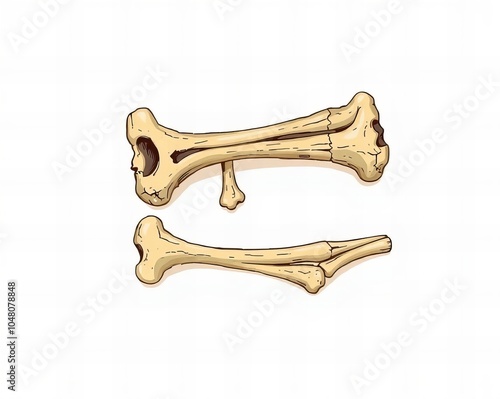 two bones of a dog and a cat are shown on a white surface.