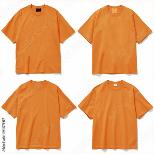 Lava orange t-shirt free size template Front and Back view, on white background.