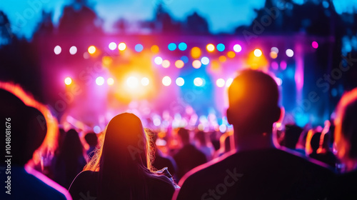 crowd gathered at lively concert, enjoying vibrant lights and music. atmosphere is electric, filled with excitement and energy as people immerse themselves in performance