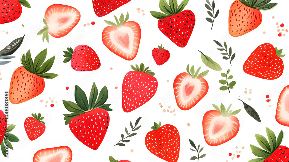 A vibrant set of fresh strawberries in a delightful pattern, showcasing their juicy red color and healthy appeal, perfect for summer desserts A vibrant set of fresh strawberries in a delightful pattern, showcasing their juicy red color and healthy appeal, perfect for summer desserts