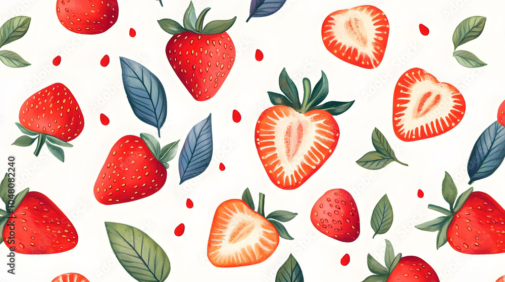 A vibrant set of fresh strawberries in a delightful pattern, showcasing their juicy red color and healthy appeal, perfect for summer desserts A vibrant set of fresh strawberries in a delightful pattern, showcasing their juicy red color and healthy appeal, perfect for summer desserts