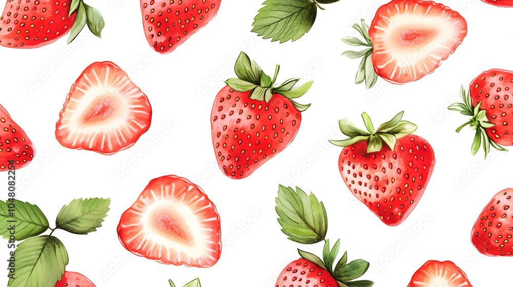 A vibrant set of fresh strawberries in a delightful pattern, showcasing their juicy red color and healthy appeal, perfect for summer desserts A vibrant set of fresh strawberries in a delightful pattern, showcasing their juicy red color and healthy appeal, perfect for summer desserts
