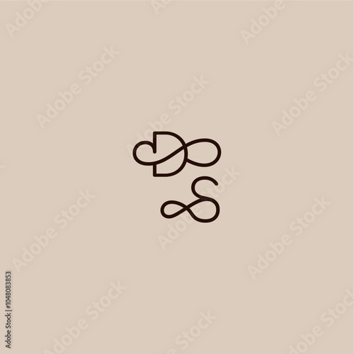 dynamic line initial DS luxurious organic style and elegant concept wedding typography monogram letter