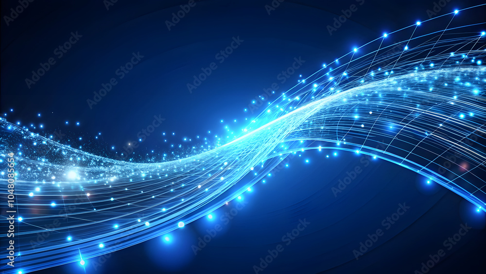 Glowing Data Stream Curving on Dark Blue Background. Perfect for: Data Science Summits, Information Technology Conferences, Tech Innovation Events Glowing Data Stream Curving on Dark Blue Background. Perfect for: Data Science Summits, Information Technology Conferences, Tech Innovation Events