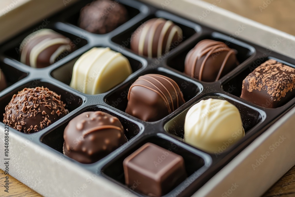 Elegant satin box of luxurious chocolates delight Elegant satin box of luxurious chocolates delight