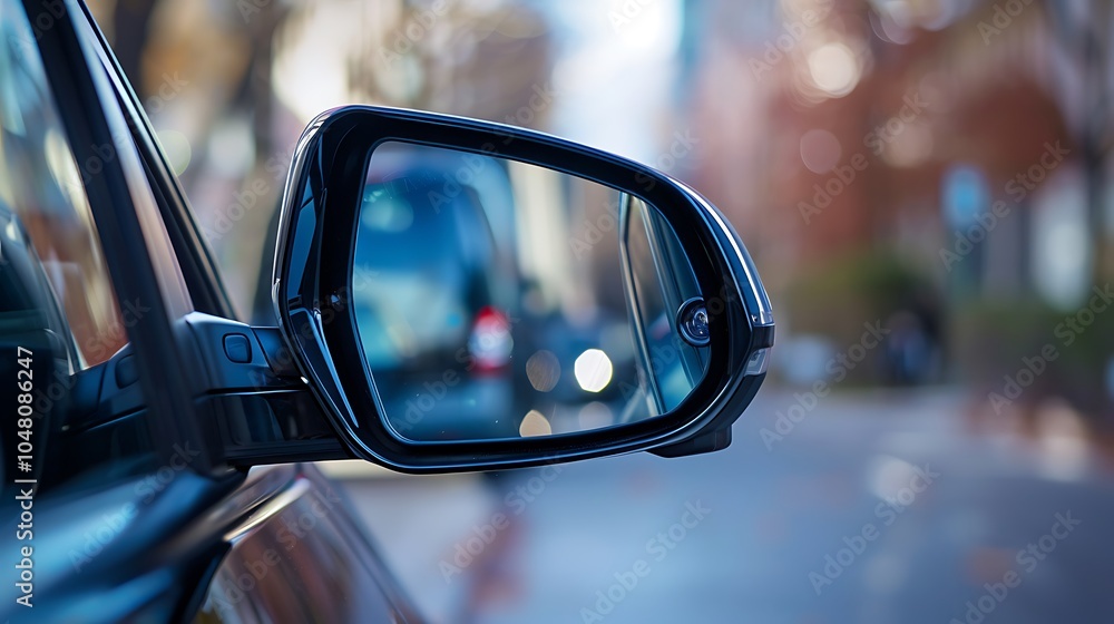 Close up of side mirror with built in camera Close up of side mirror with built in camera