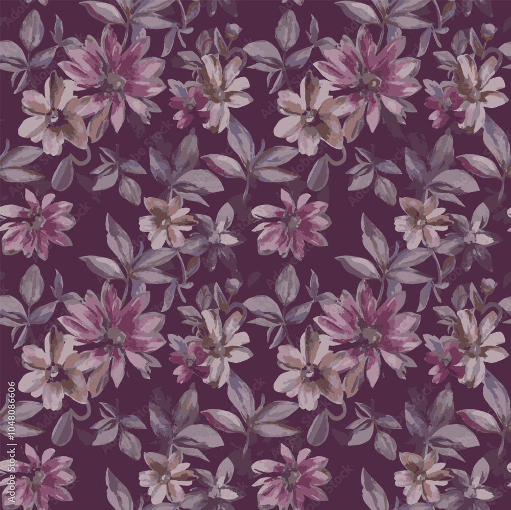 Seamless water colour flower all over digital design pattern. Seamless water colour flower all over digital design pattern.