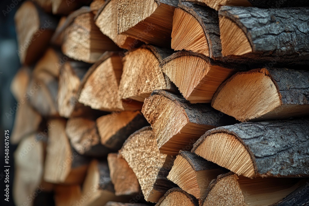 Fototapeta premium Stack of firewood creating a beautiful wood texture