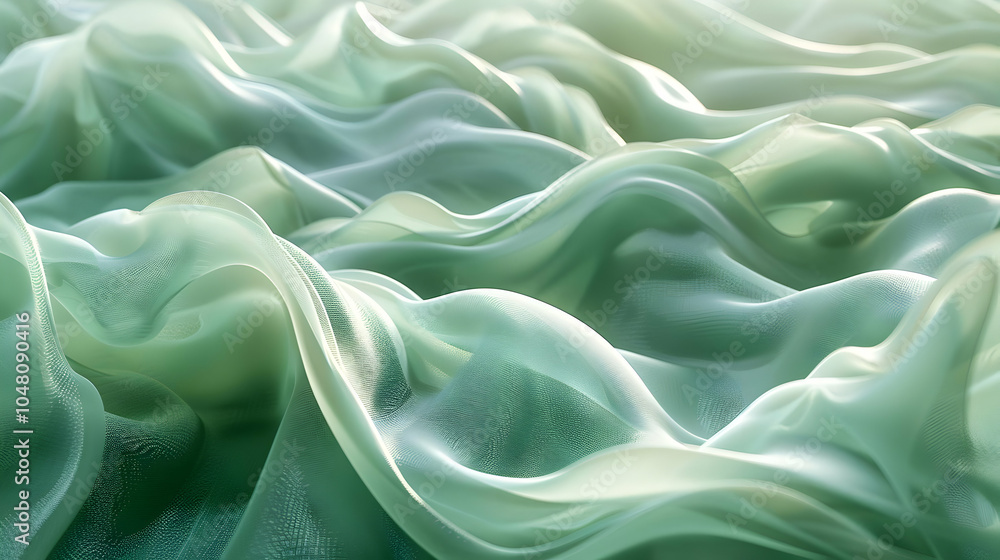 Obraz premium Abstract Green Waves Background - Abstract Texture Design
