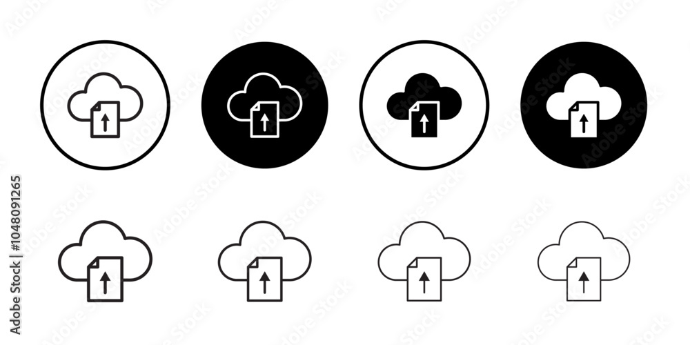 Cloud upload icon outline set sign Cloud upload icon outline set sign
