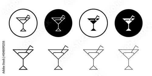 Cocktail icon outline set sign