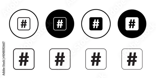 Hashtag icon outline set sign
