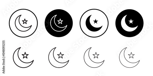 Moon icon outline set sign