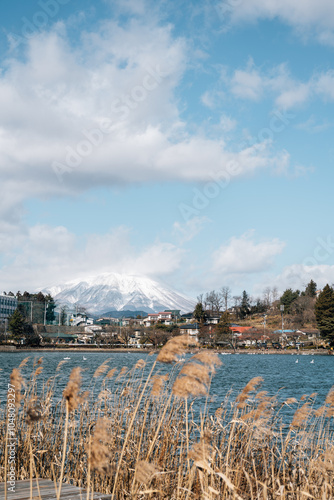 Obraz na płótnie Takamatsu Pond and snowy mountain in Morioka, Iwate, Japan w salonie