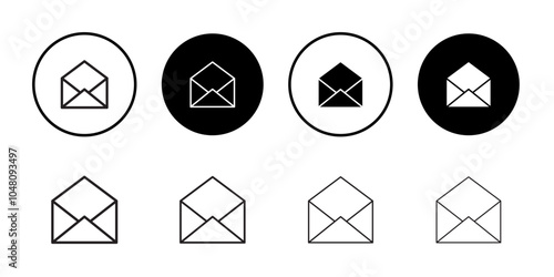 Open envelope icon outline set sign photo