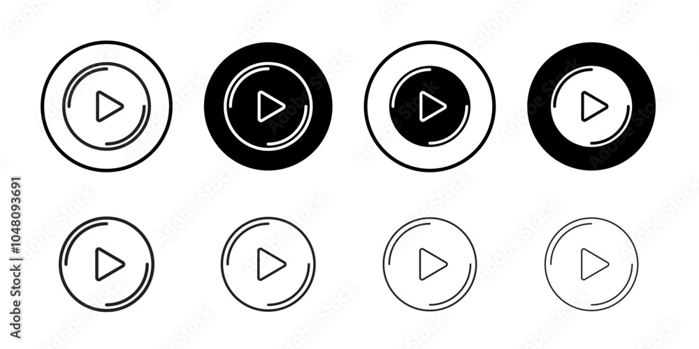 Play button icon outline set sign Play button icon outline set sign