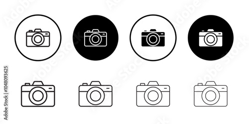 Photo Camera icon outline set sign