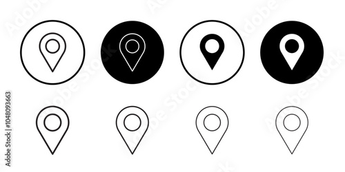 Pin icon outline set sign
