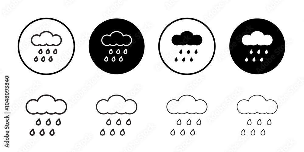 Rain icon outline set sign Rain icon outline set sign