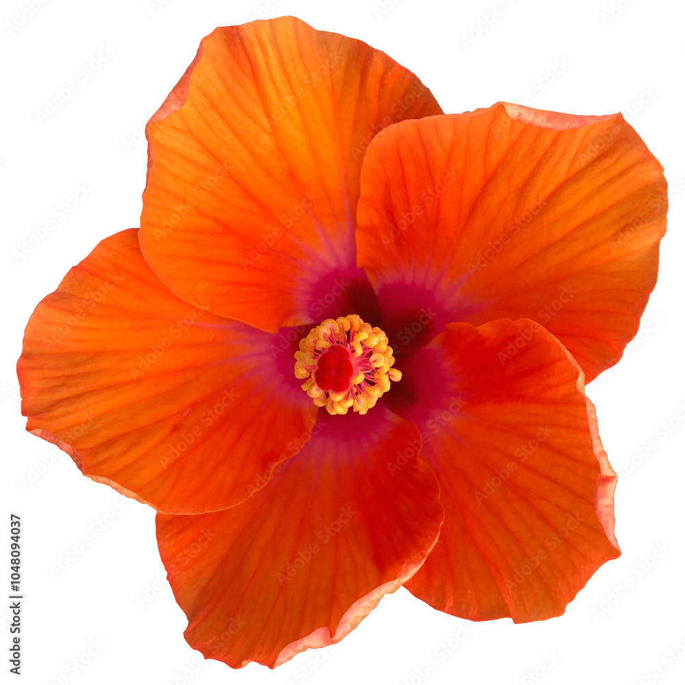 Di-cut orange hibicus summer tropical botany botanical flower islolated on transparent background Di-cut orange hibicus summer tropical botany botanical flower islolated on transparent background
