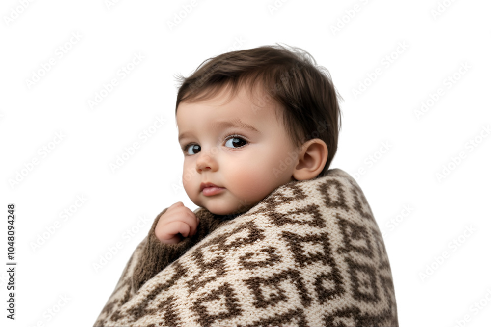 Sweet baby wrapped in a cozy blanket. transparent background Sweet baby wrapped in a cozy blanket. transparent background