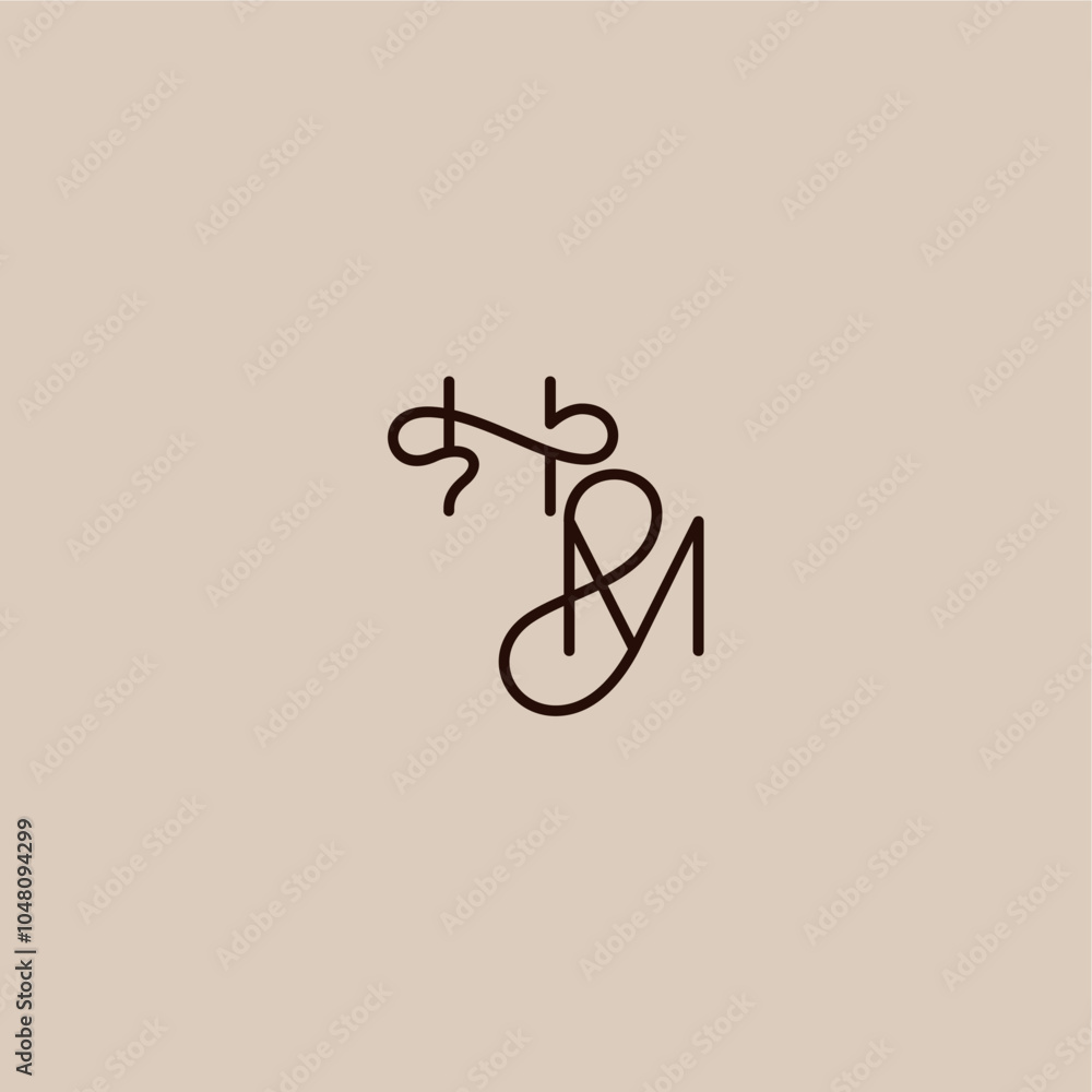 dynamic line initial wedding typography monogram letter luxurious organic style and elegant concept HM dynamic line initial wedding typography monogram letter luxurious organic style and elegant concept HM