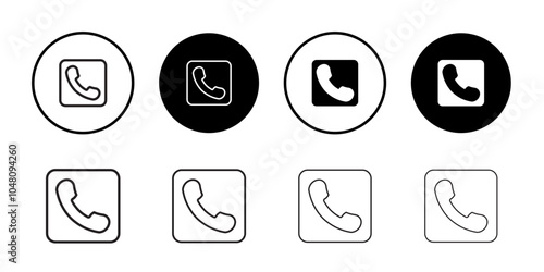 Telephone icon outline set sign