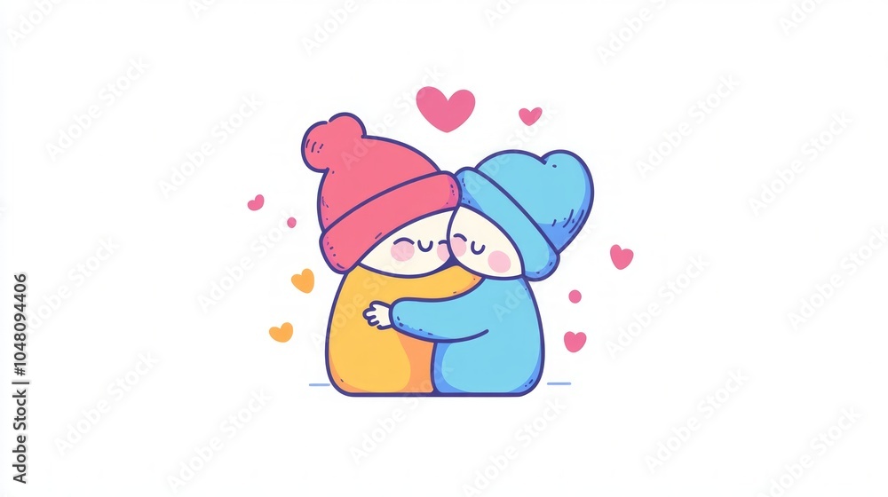 Cute Couple Hug: Adorable Characters in Love Cute Couple Hug: Adorable Characters in Love