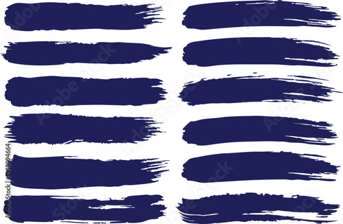 Set of Navy blue brush stroke, brush stroke vector for ink paint, grunge design element, dirt banner, watercolor design, dirty texture. Trendy brush stroke, vector and PNG