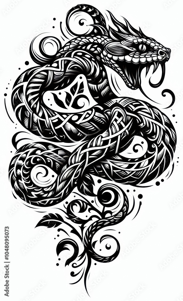 Fototapeta premium TRIBAL TATOO トライバル タトゥ 刺青 蛇