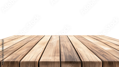 Light wooden table top isolate on transparent background, Products presentation concept