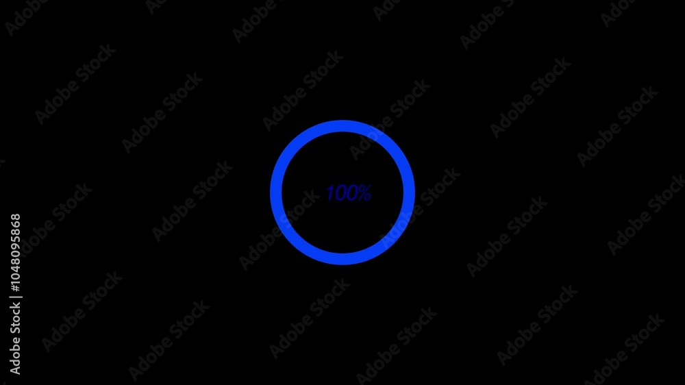 Digital loading or progress complete animated on a black background Digital loading or progress complete animated on a black background
