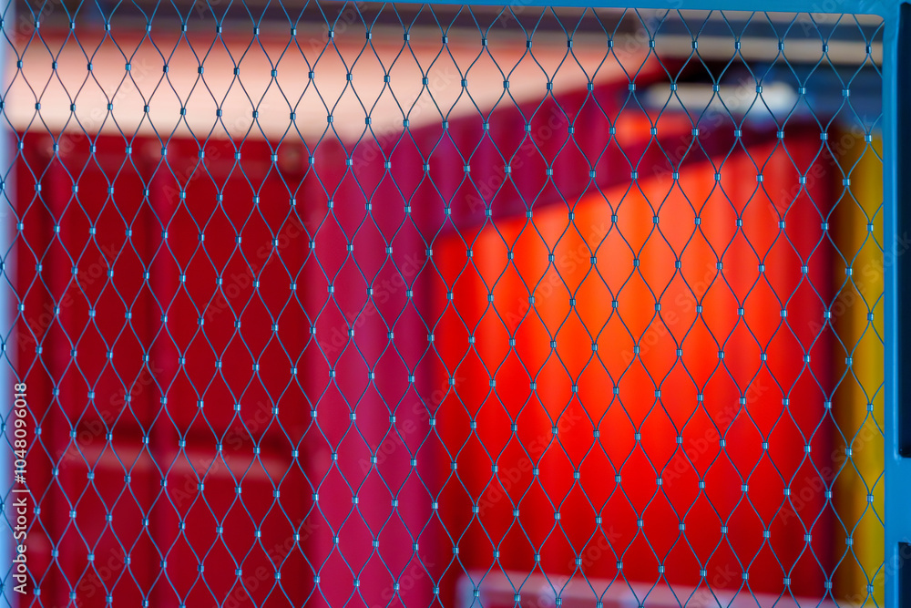 Fence grid, and colorful shipping containers