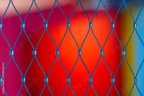Obraz na płótnie Fence grid, and colorful shipping containers w salonie