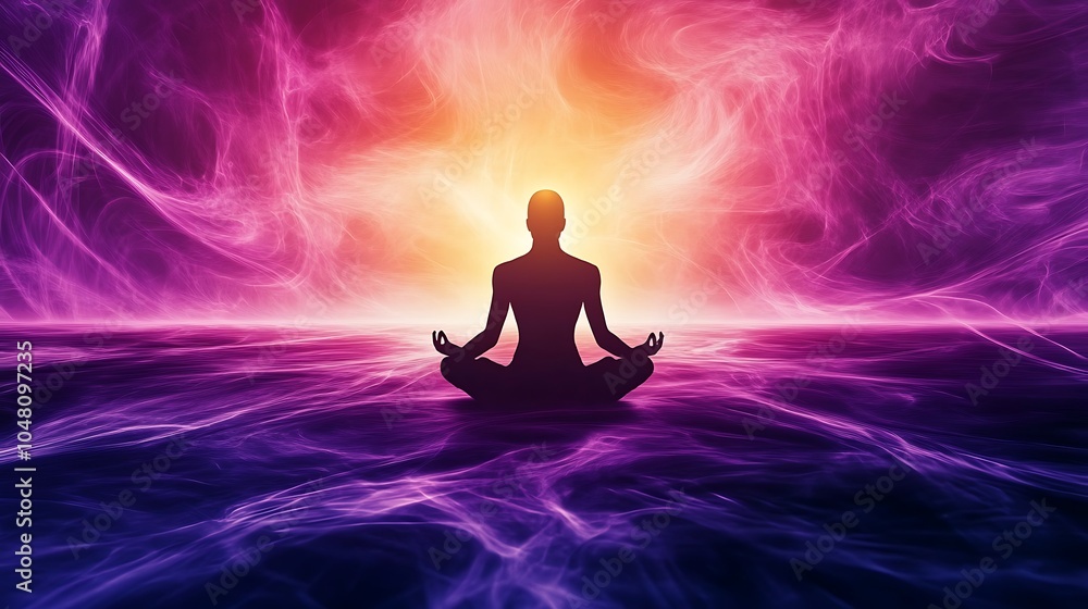 Flowing energy waves with radiant mystical light and deep psychic vibes Flowing energy waves with radiant mystical light and deep psychic vibes