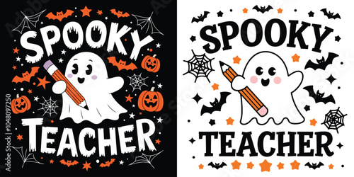 Spooky Teacher Halloween T Shirt Design