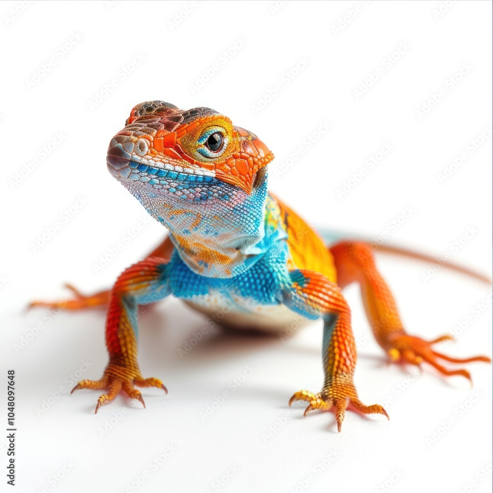 Fototapeta premium A Vibrant Blue and Orange Lizard with Yellow Claws
