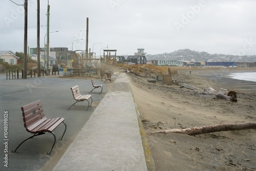 Canvastavla Stormy Day: Sand Blown from Beach onto Road