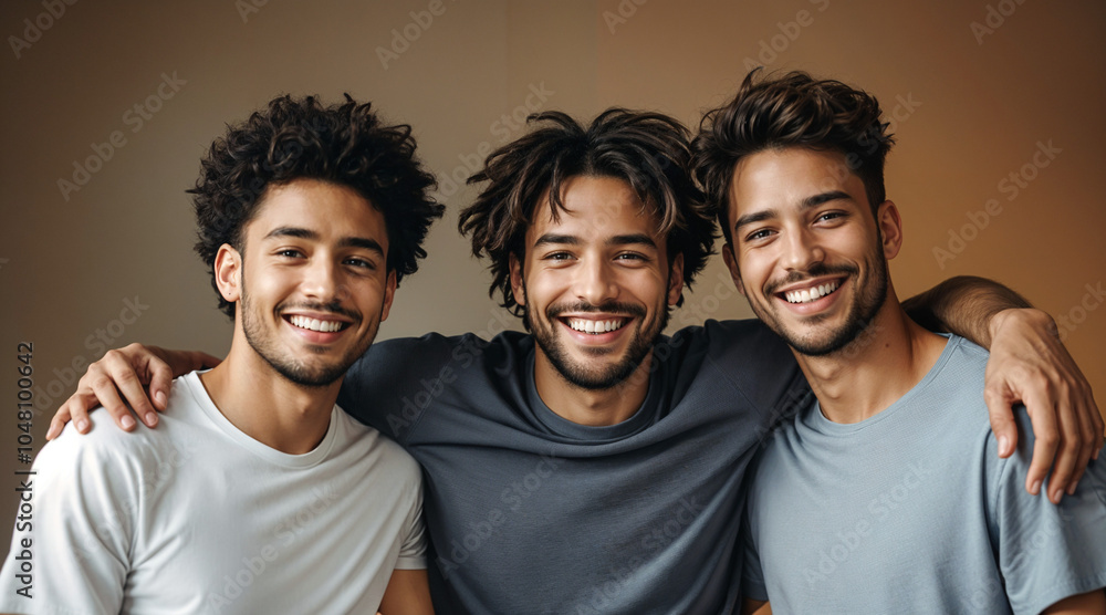 Obraz premium Three Smiling Men, Diverse Ethnicity