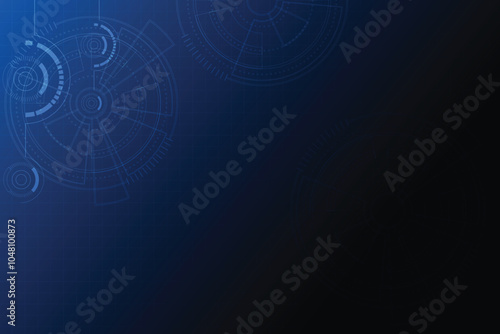 Dark blue background with Line of circles in concept of modern blueprint. Circles pattern show shape of line and connection.