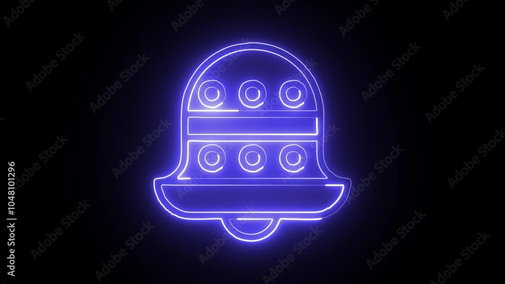 glowing neon bell icon isolated on black background. HD video motion graphic animation glowing neon bell icon isolated on black background. HD video motion graphic animation