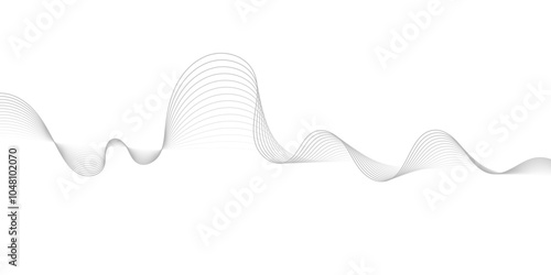 Gray wave curve lines abstract background with flowing particles. Digital energy waves technology concept. Modern backdrop design for business, presentation, banner.