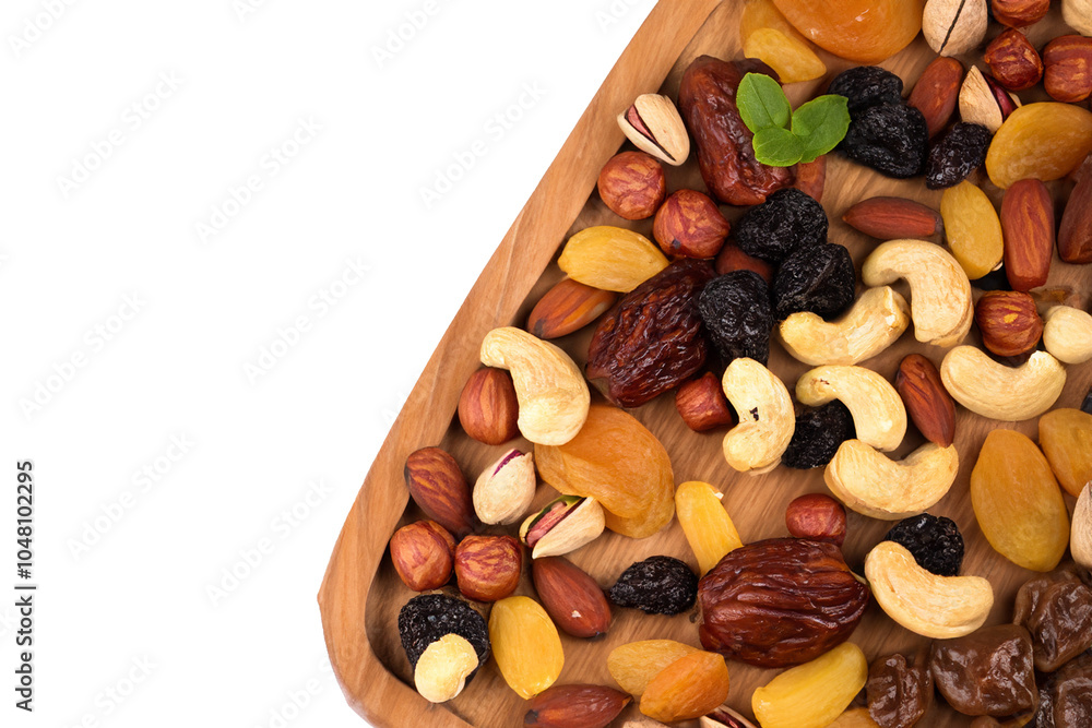 Mixed nuts and dried fruits on transparent background Mixed nuts and dried fruits on transparent background