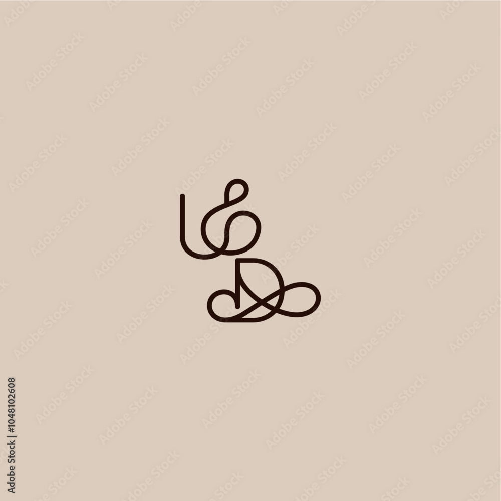 luxurious organic style and elegant concept UD wedding typography monogram letter dynamic line initial luxurious organic style and elegant concept UD wedding typography monogram letter dynamic line initial