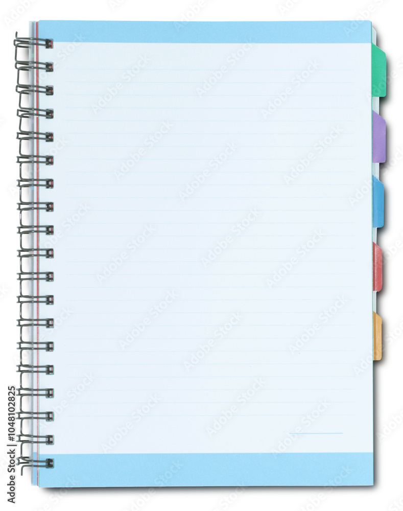 Фотография Opened gray spiral index notebook with shadow on transparent background
